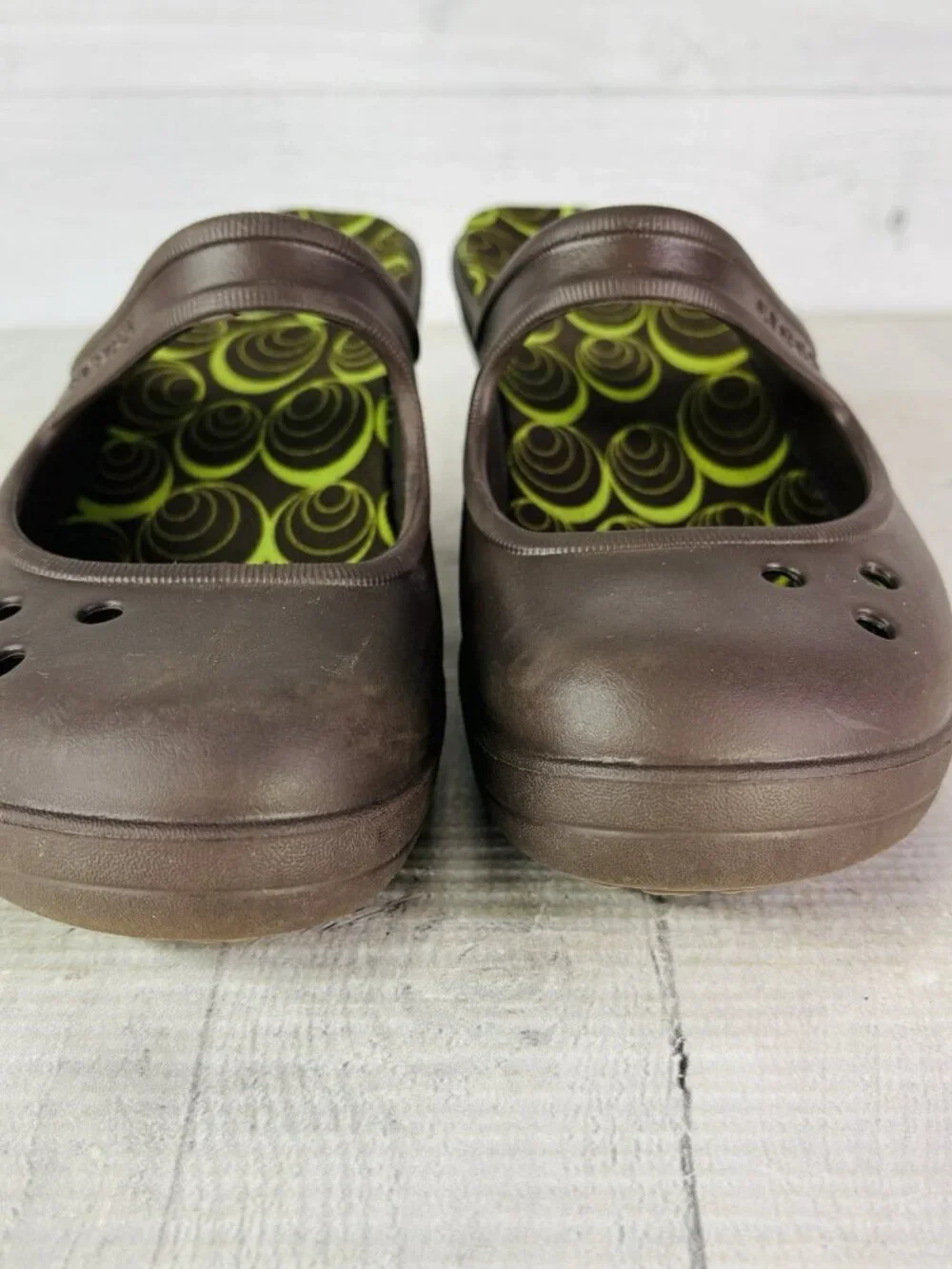 Crocs Women FRANCES Brown Slip On Wedge Closed Toe Mary Jane Comfort Shoes Sz 8 - Picture 8 of 16